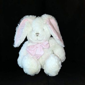 Paty White Bunny Rabbit Pink Gingham Crinkle Plush